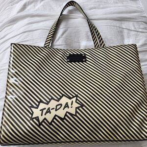 Vintage Kate Spade New York "Ta-Da!" Striped Tote Bag in Black and Cream PVC